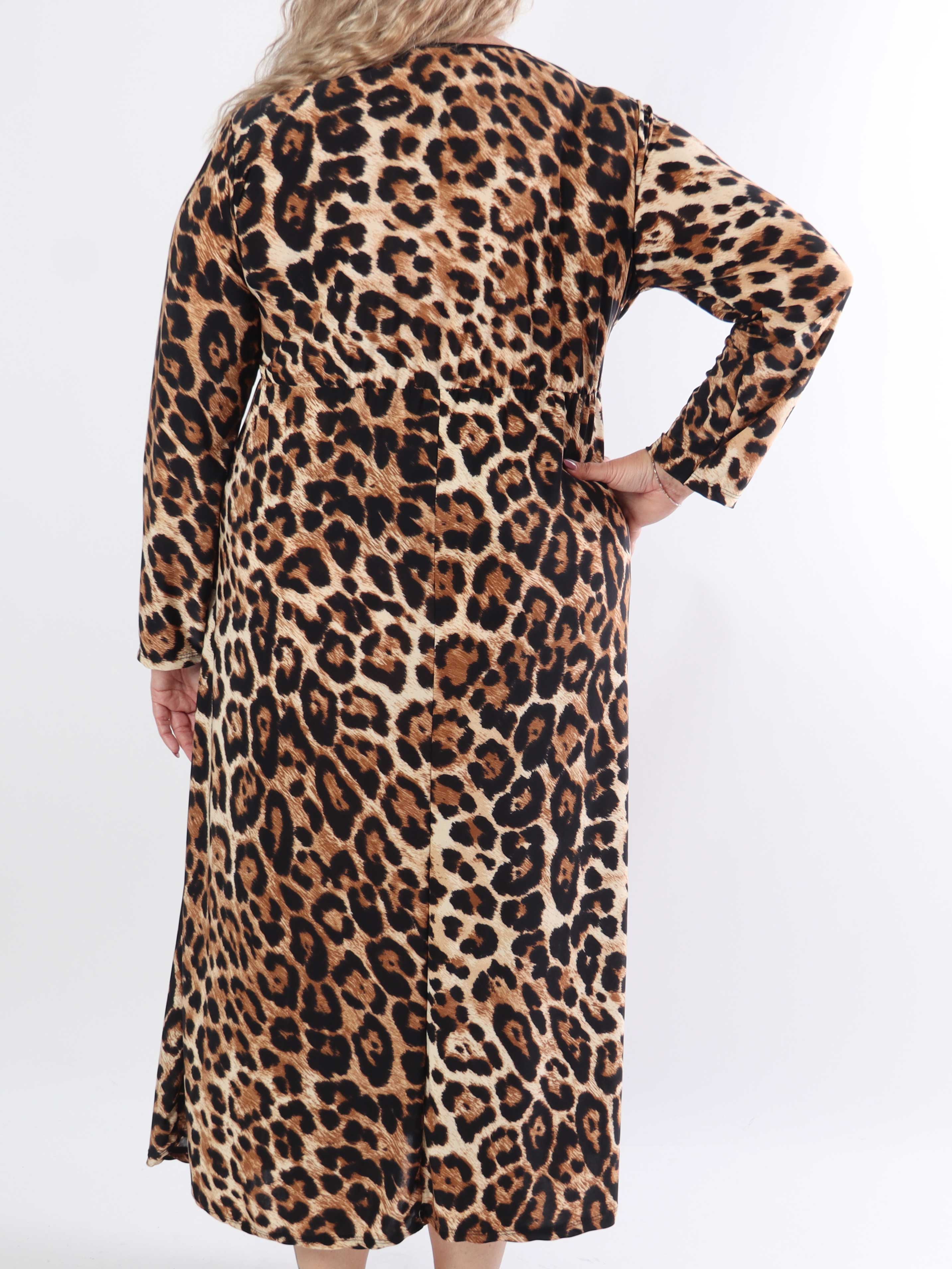 Nelly Animal - Elastisk plus size-klänning i leopardmönster